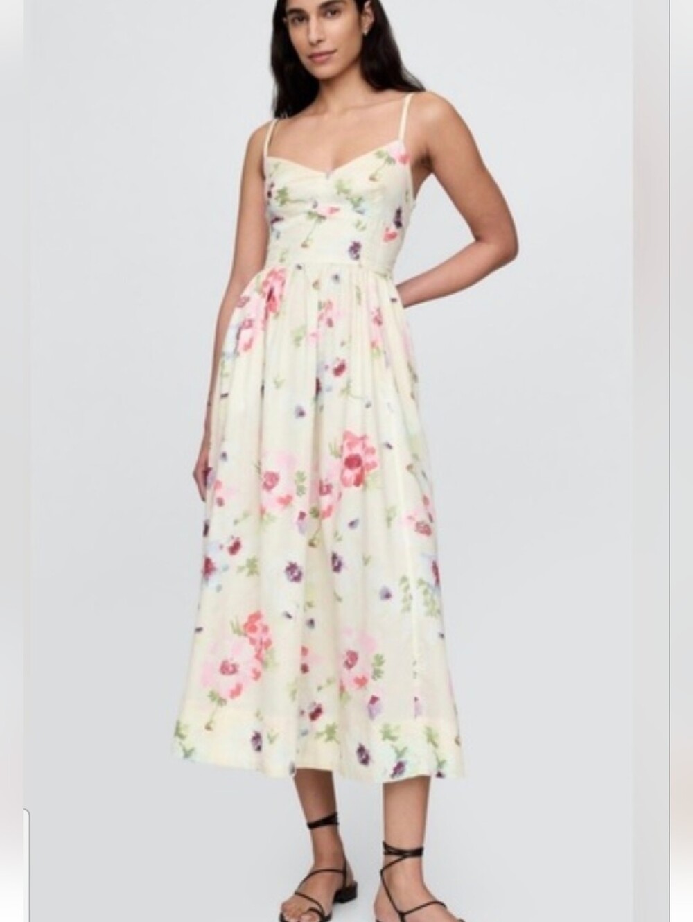 GAP Corset Maxi Dress In Pink Floral
